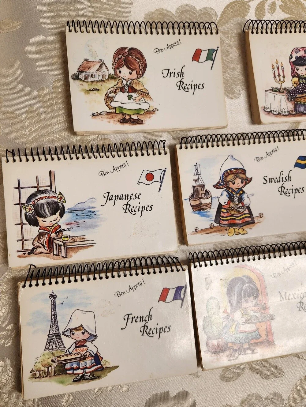 Vintage Ethnic Spiral Bound Cookbooks Hungarian Mexican French Greek Set of 8